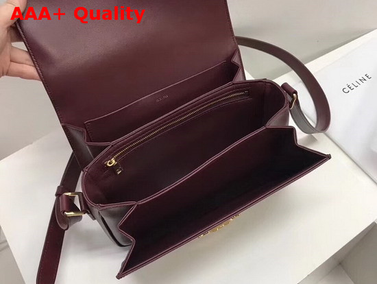 Celine Medium Triomphe Bag in Burgundy Shiny Calfskin Replica