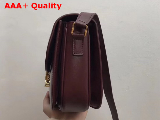 Celine Medium Triomphe Bag in Burgundy Shiny Calfskin Replica