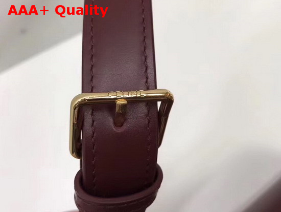 Celine Medium Triomphe Bag in Burgundy Shiny Calfskin Replica