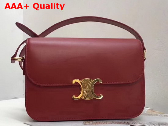 Celine Medium Triomphe Bag in Red Shiny Calfskin Replica