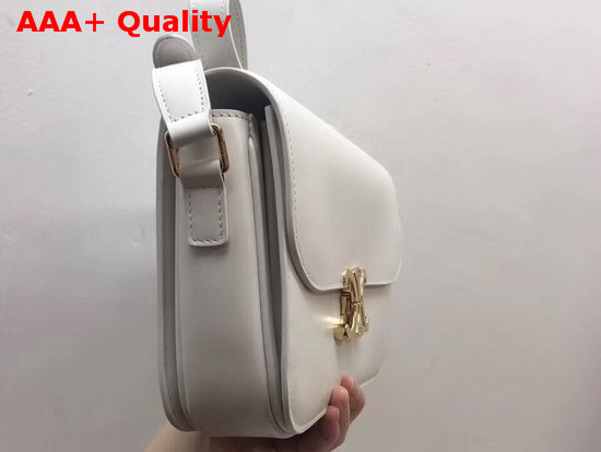 Celine Medium Triomphe Bag in White Shiny Calfskin Replica