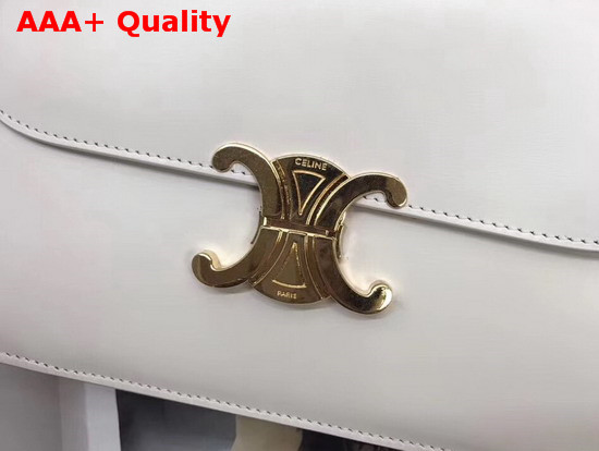 Celine Medium Triomphe Bag in White Shiny Calfskin Replica