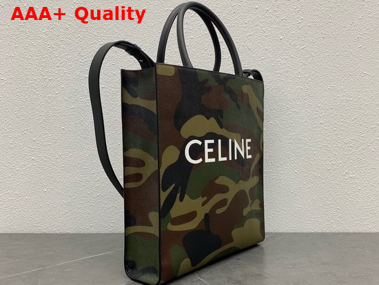 Celine Medium Vertical Cabas in Canvas with Camouflage and Celine Print Khaki Replica