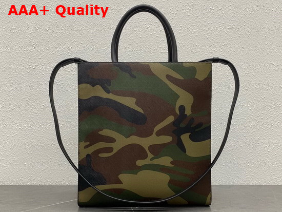 Celine Medium Vertical Cabas in Canvas with Camouflage and Celine Print Khaki Replica