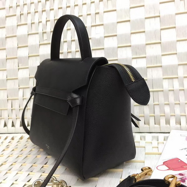 Celine Micro Belt Handbag in Black Grained Calfskin For Sale