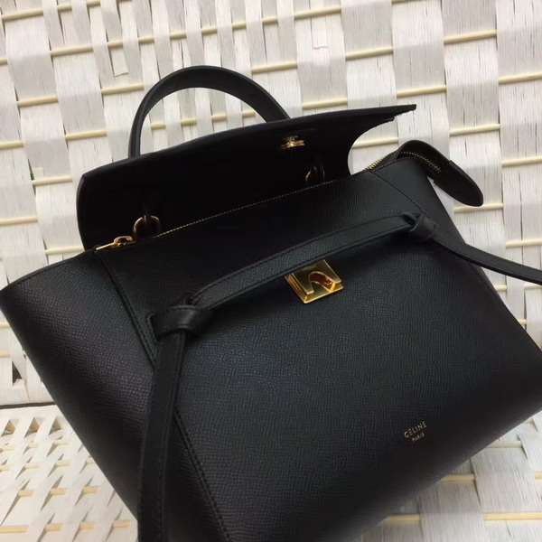 Celine Micro Belt Handbag in Black Grained Calfskin For Sale