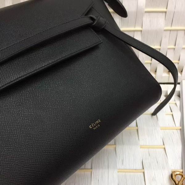 Celine Micro Belt Handbag in Black Grained Calfskin For Sale