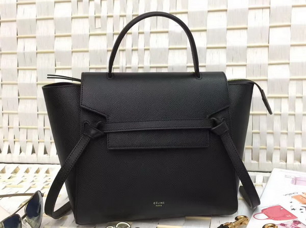 Celine Micro Belt Handbag in Black Grained Calfskin For Sale