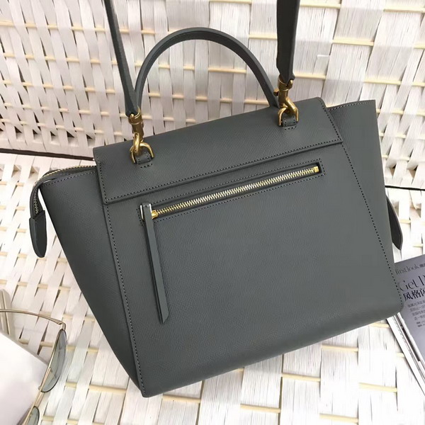 Celine Micro Belt Handbag in Dark Grey Grained Calfskin For Sale