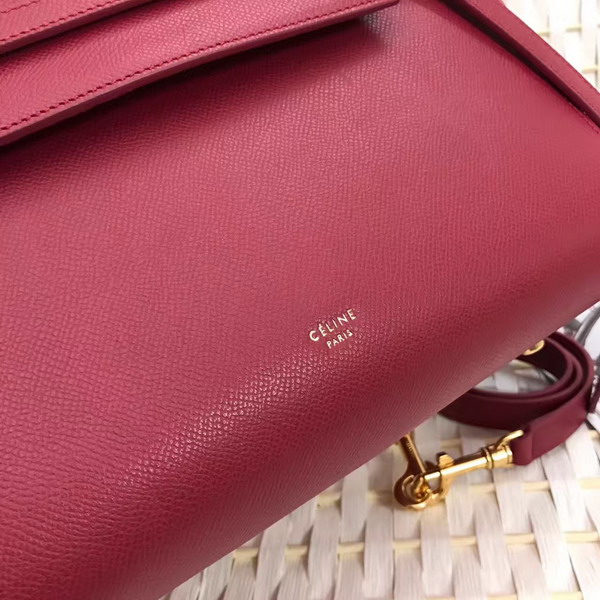 Celine Micro Belt Handbag in Dark Red Grained Calfskin For Sale