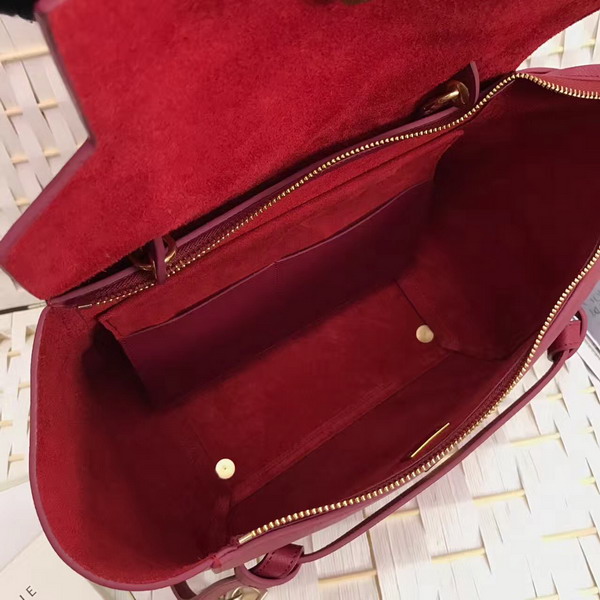 Celine Micro Belt Handbag in Dark Red Grained Calfskin For Sale