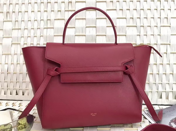 Celine Micro Belt Handbag in Dark Red Grained Calfskin For Sale