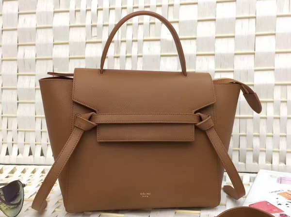 Celine Micro Belt Handbag in Havana Grained Calfskin For Sale