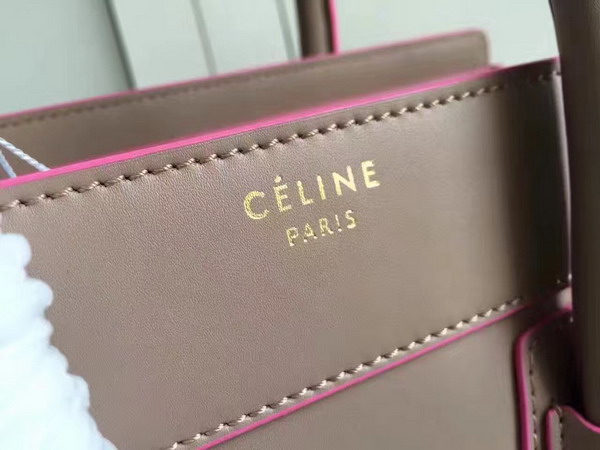 Celine Micro Luggage Handbag in Grey Smooth Calfskin with Pink Paint Edge for Sale