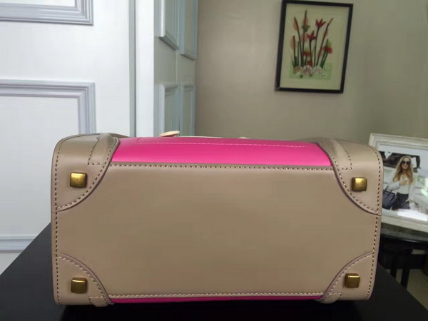 Celine Micro Luggage Handbag in Multicolour Natural Calfskin Pink Khaki Beige for Sale