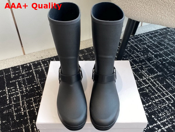 Celine Mid Celine Rain Boots in Black Rubber and Calfskin Replica