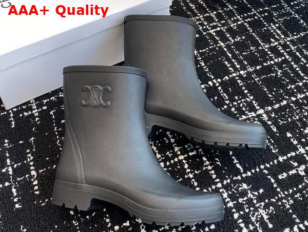 Celine Mid Celine Rain Boots in Natural Rubber Black Replica