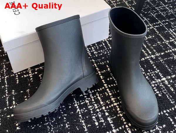 Celine Mid Celine Rain Boots in Natural Rubber Black Replica