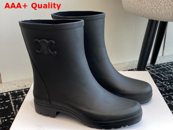 Celine Mid Celine Rain Boots in Natural Rubber Black Replica