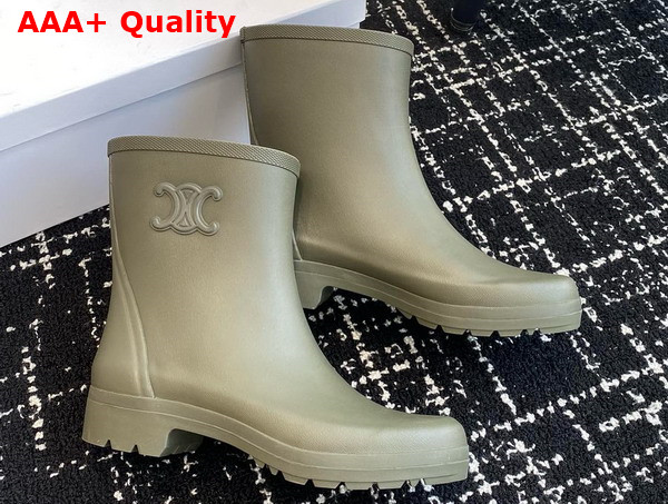 Celine Mid Celine Rain Boots in Natural Rubber Khaki Replica