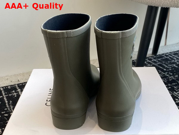 Celine Mid Celine Rain Boots in Natural Rubber Khaki Replica