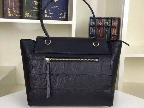 Celine Mini Belt Bag in Black Croc Print Leather for Sale