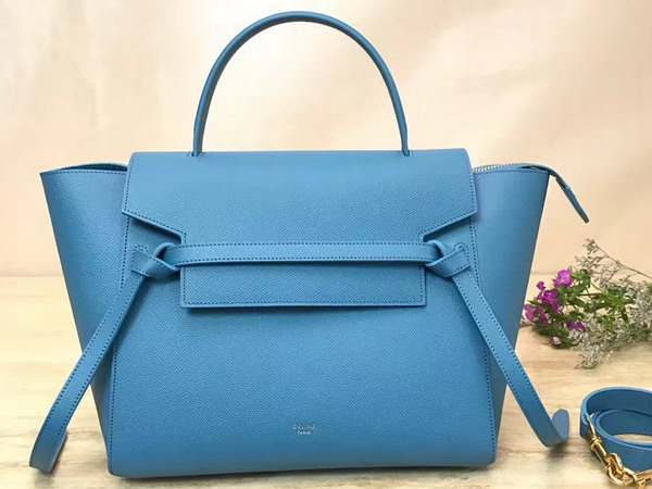 Celine Mini Belt Handbag Light Blue Grained Calfskin For Sale