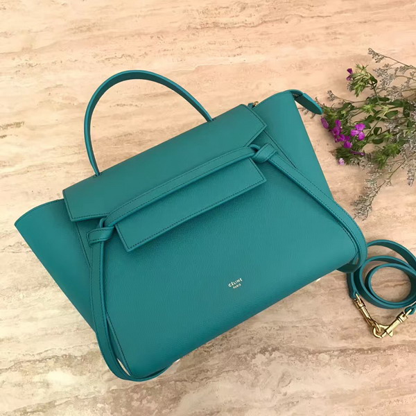 Celine Mini Belt Handbag Turquoise Grained Calfskin For Sale