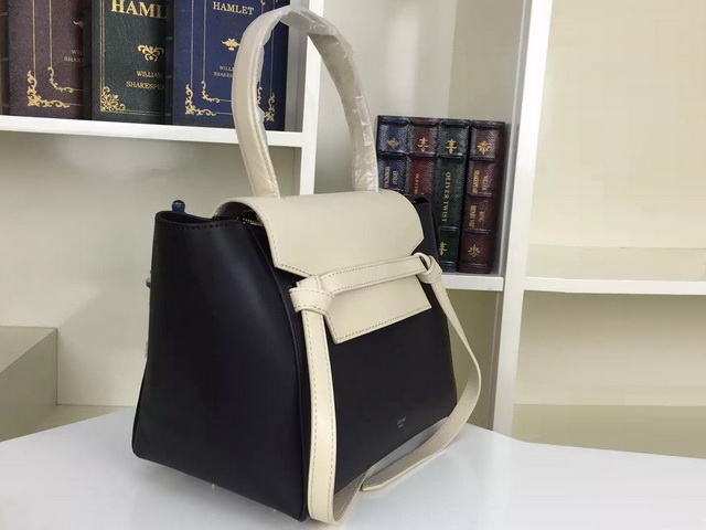 Celine Mini Belt Handbag in Black with Beige Smooth Calfskin for Sale