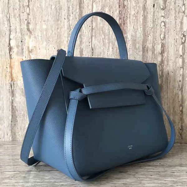 Celine Mini Belt Handbag in Blue Grained Calfskin For Sale