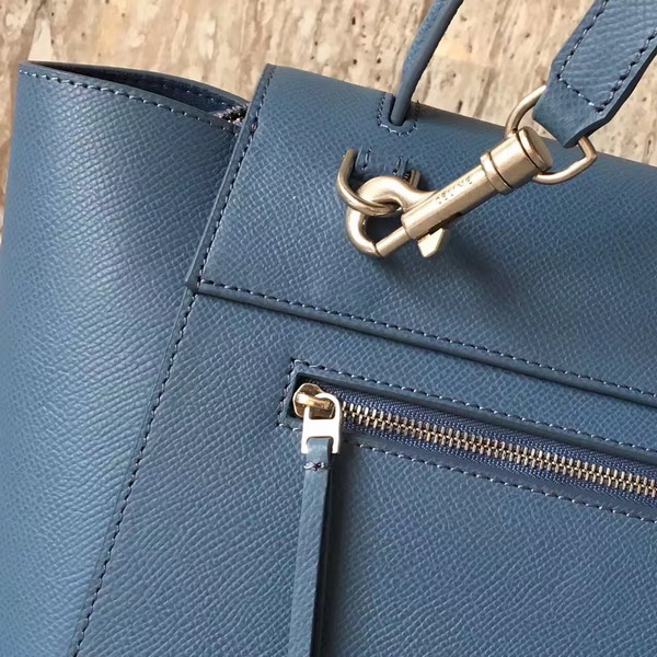 Celine Mini Belt Handbag in Blue Grained Calfskin For Sale