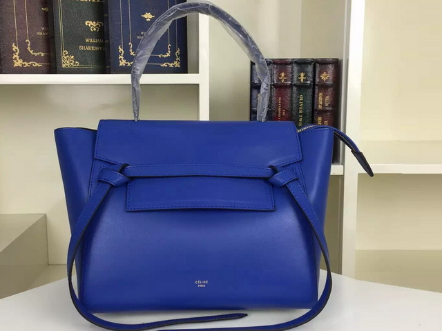 Celine Mini Belt Handbag in Bright Blue Smooth Calfskin for Sale