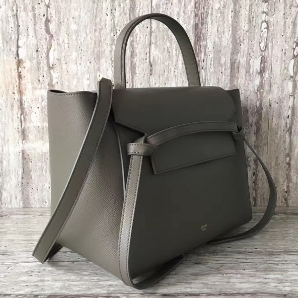 Celine Mini Belt Handbag in Dark Grey Grained Calfskin For Sale