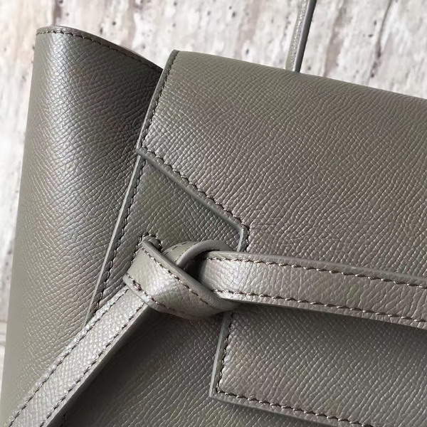 Celine Mini Belt Handbag in Dark Grey Grained Calfskin For Sale