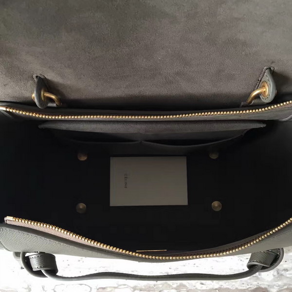 Celine Mini Belt Handbag in Dark Grey Grained Calfskin For Sale