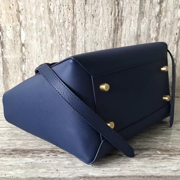 Celine Mini Belt Handbag in Navy Blue Grained Calfskin For Sale