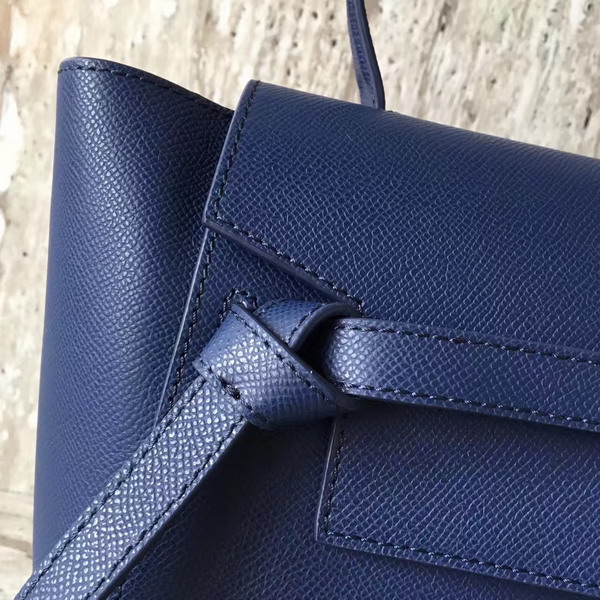 Celine Mini Belt Handbag in Navy Blue Grained Calfskin For Sale