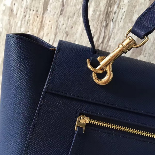 Celine Mini Belt Handbag in Navy Blue Grained Calfskin For Sale