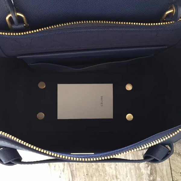 Celine Mini Belt Handbag in Navy Blue Grained Calfskin For Sale