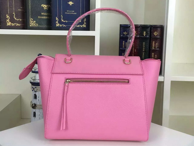 Celine Mini Belt Handbag in Pink Grained Calfskin For Sale