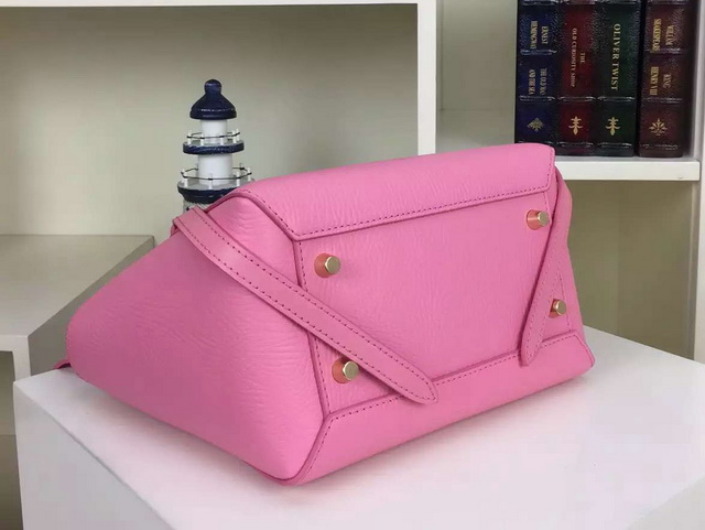 Celine Mini Belt Handbag in Pink Grained Calfskin For Sale