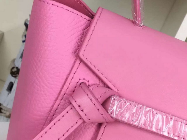 Celine Mini Belt Handbag in Pink Grained Calfskin For Sale