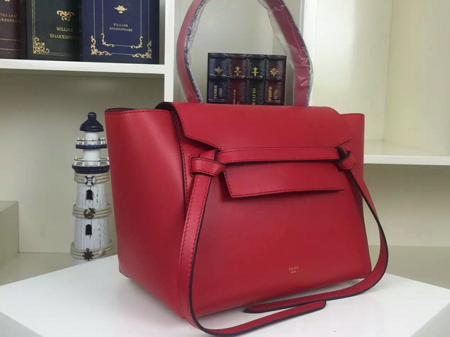 Celine Mini Belt Handbag in Red Smooth Calfskin for Sale