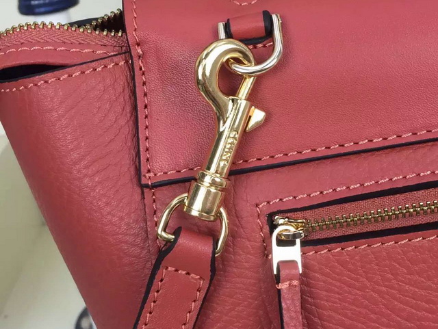 Celine Mini Belt Handbag in Ruby Grained Calfskin for Sale