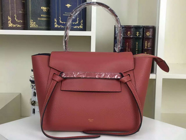 Celine Mini Belt Handbag in Ruby Grained Calfskin for Sale