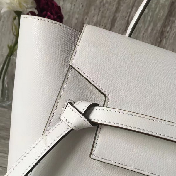 Celine Mini Belt Handbag in White Grained Calfskin For Sale