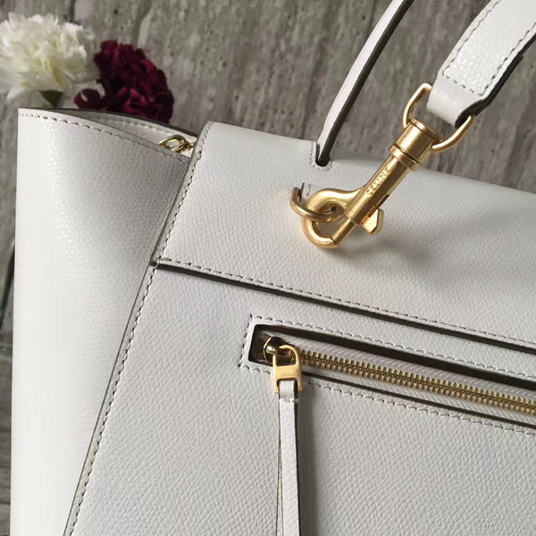 Celine Mini Belt Handbag in White Grained Calfskin For Sale