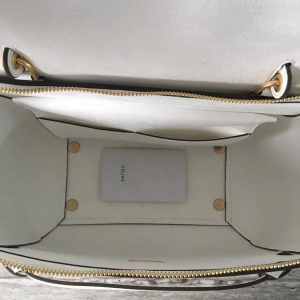 Celine Mini Belt Handbag in White Grained Calfskin For Sale