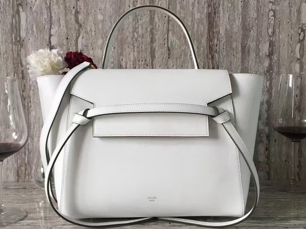 Celine Mini Belt Handbag in White Grained Calfskin For Sale