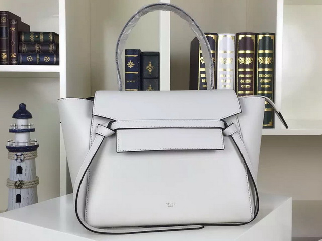 Celine Mini Belt Handbag in White Supersoft Calfskin for Sale